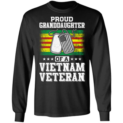 Proud Granddaughter Of A Veteran Papa Grandpa Grandma-T-Shirt & Hoodie-Long Sleeve T-Shirt-Black
