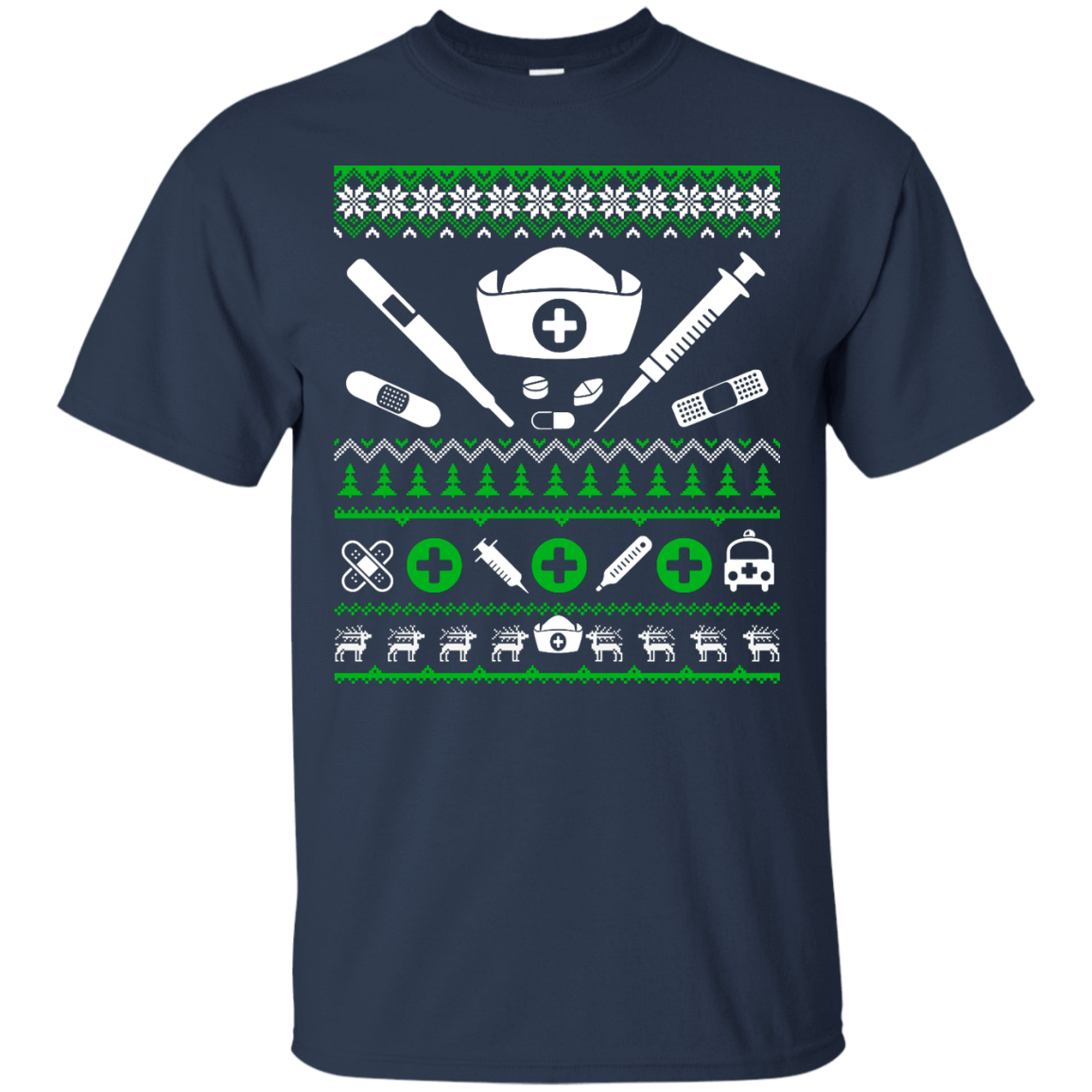 Nurse Christmas Sweater-T-Shirt & Hoodie-Classic T-Shirt-Navy