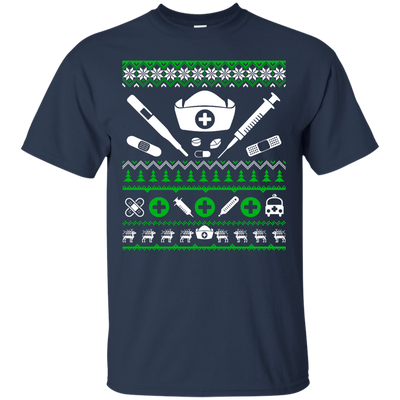 Nurse Christmas Sweater-T-Shirt & Hoodie-Classic T-Shirt-Navy