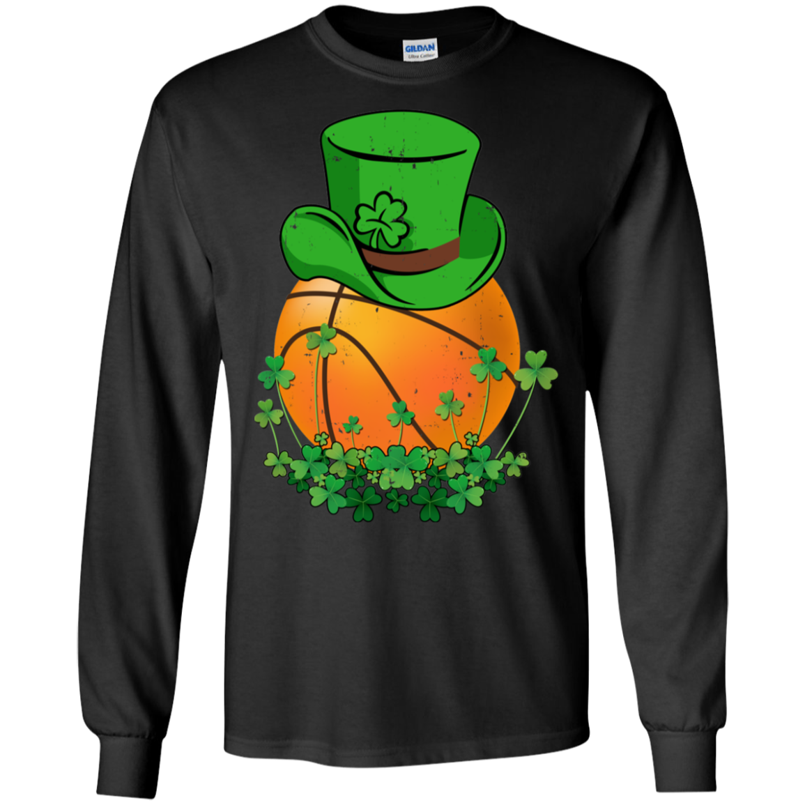 Shamrock Basketball Leprechaun St Patricks Day-T-Shirt & Hoodie-Long Sleeve T-Shirt-Black