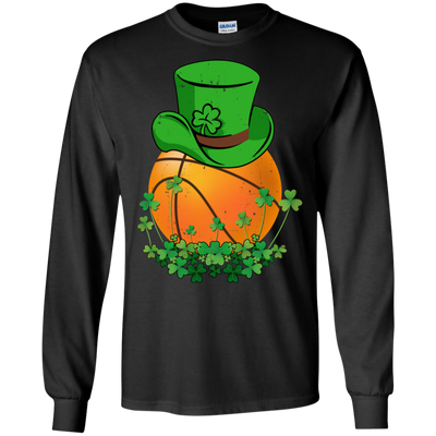 Shamrock Basketball Leprechaun St Patricks Day-T-Shirt & Hoodie-Long Sleeve T-Shirt-Black
