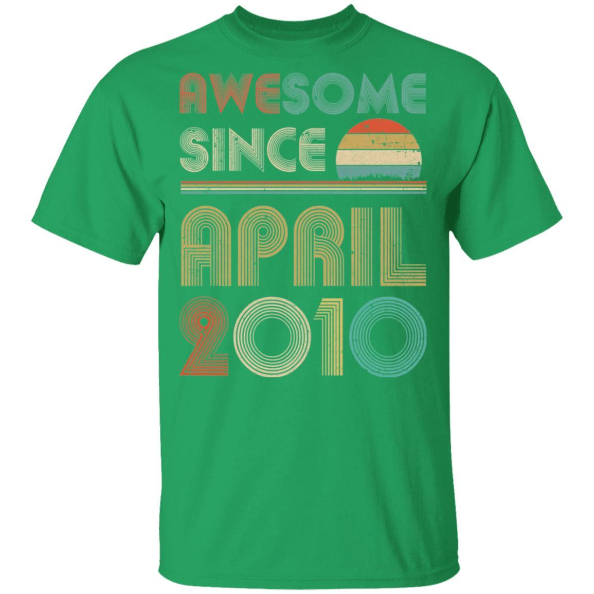 Awesome Since April 2010 Vintage 11th Birthday Gifts Youth-Youth Shirt-Youth T-Shirt-Irish Green