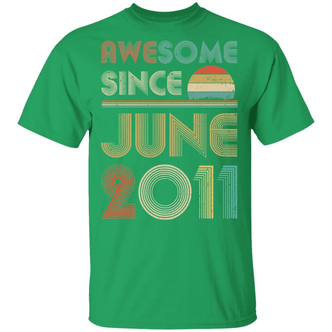 Awesome Since June 2011 Vintage 10th Birthday Gifts Youth-Youth Shirt-Youth T-Shirt-Irish Green