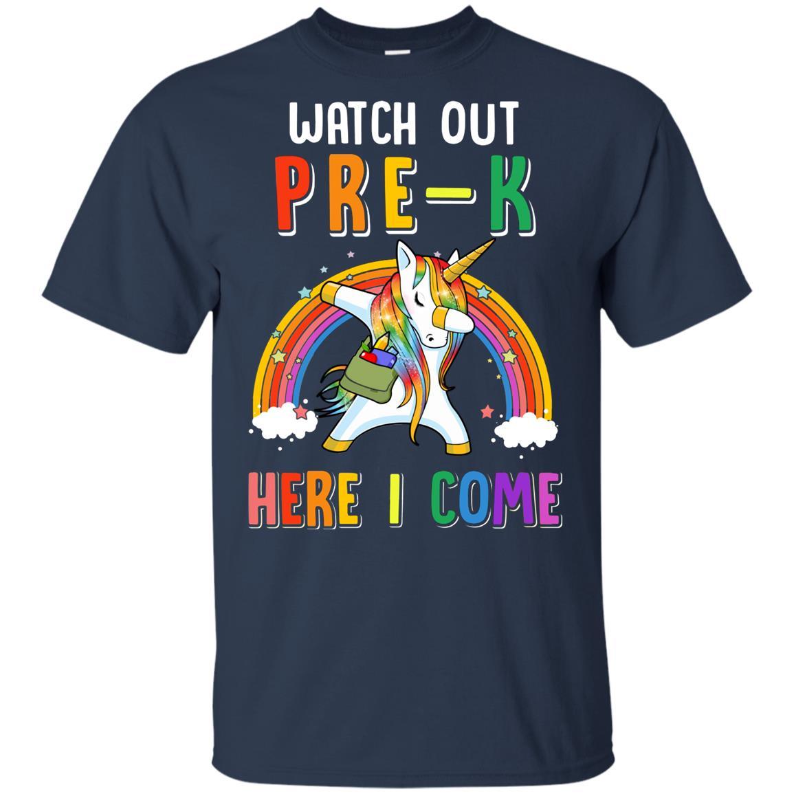 Pre-K Here I Come Unicorn Back To School Youth-Youth Shirt-Youth T-Shirt-Navy