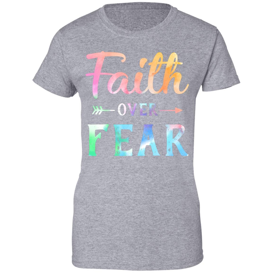 Faith Over Fear Christian Gift For Women-T-Shirt & Hoodie-Women's T-Shirt-Sport Grey