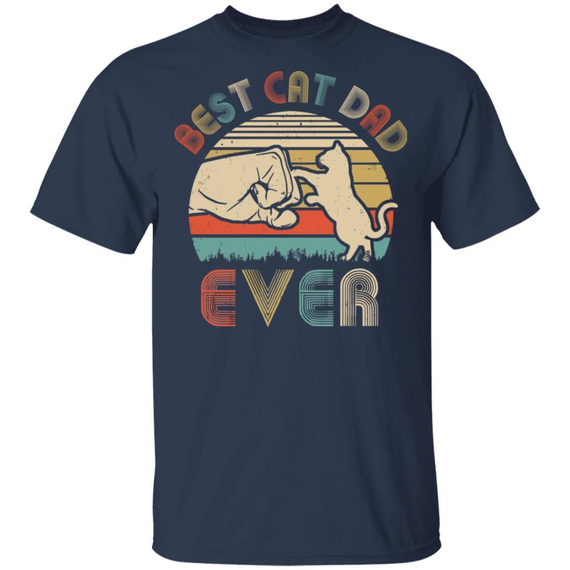 Vintage Best Cat Dad Ever Bump Fit Funny Dat Gifts-T-Shirt & Hoodie-Classic T-Shirt-Navy