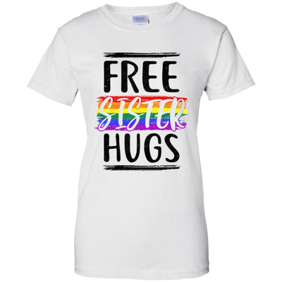 Free Sister Hugs Rainbow heart LGBT Pride Month-T-Shirt & Hoodie-Women's T-Shirt-White