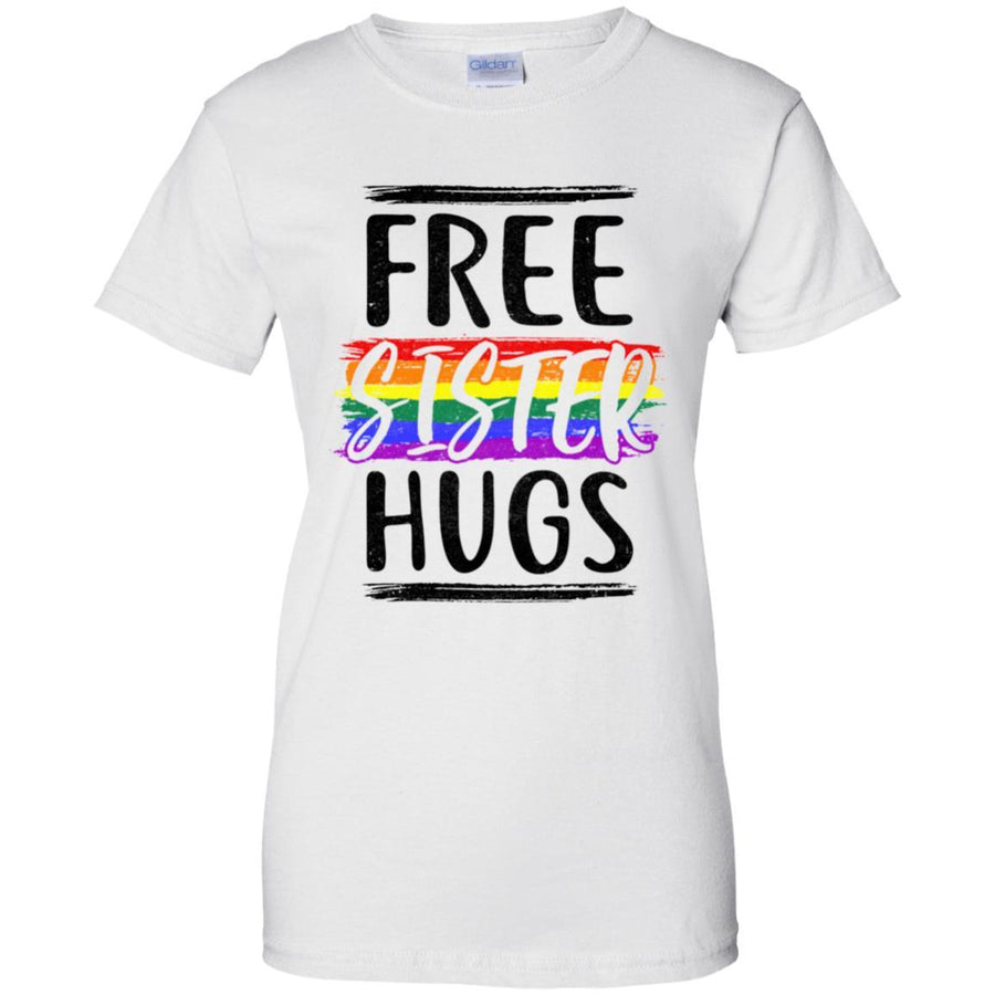 Free Sister Hugs Rainbow heart LGBT Pride Month-T-Shirt & Hoodie-Women's T-Shirt-White