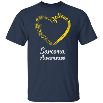 Butterfly Believe Sarcoma Awareness Ribbon Gifts-T-Shirt & Hoodie-Classic T-Shirt-Navy