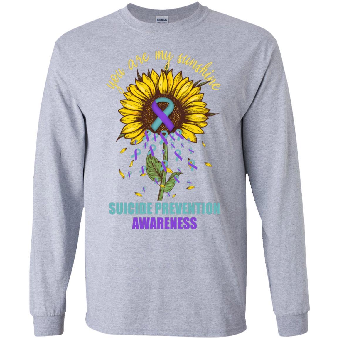 You Are My Sunshine Suicide Prevention Awareness-T-Shirt & Hoodie-Long Sleeve T-Shirt-Sport Grey