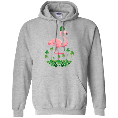 Flamingo Shamrock Happy St Patrick's Day-T-Shirt & Hoodie-Pullover Hoodie-Sport Grey