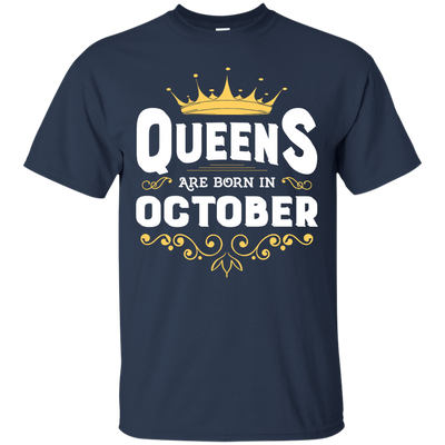 Queens Are Born In October-T-Shirt & Hoodie-Classic T-Shirt-Navy