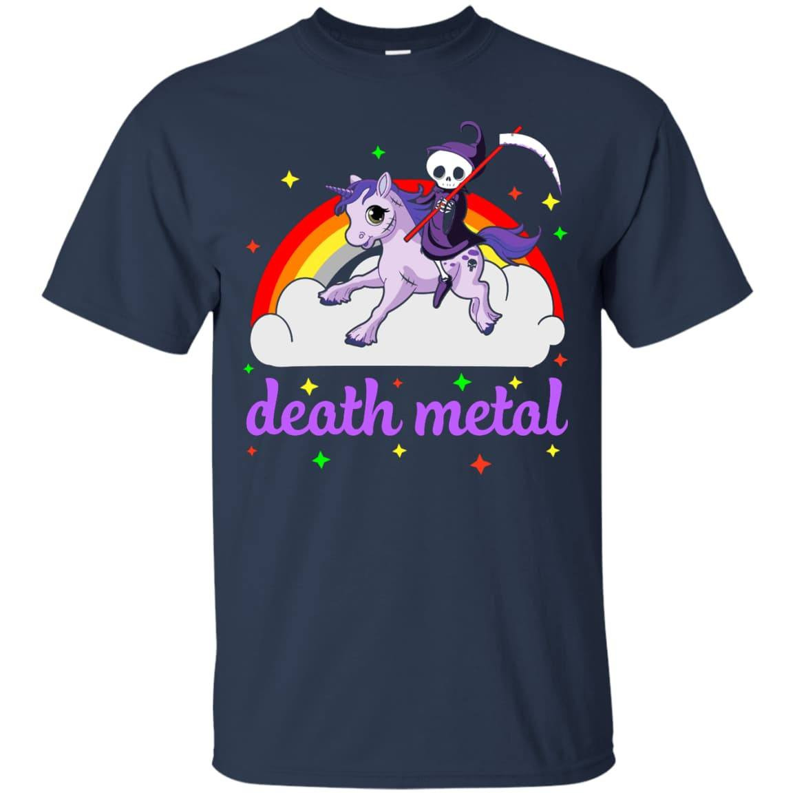 Death Metal Rocker Unicorn-T-Shirt & Hoodie-Classic T-Shirt-Navy