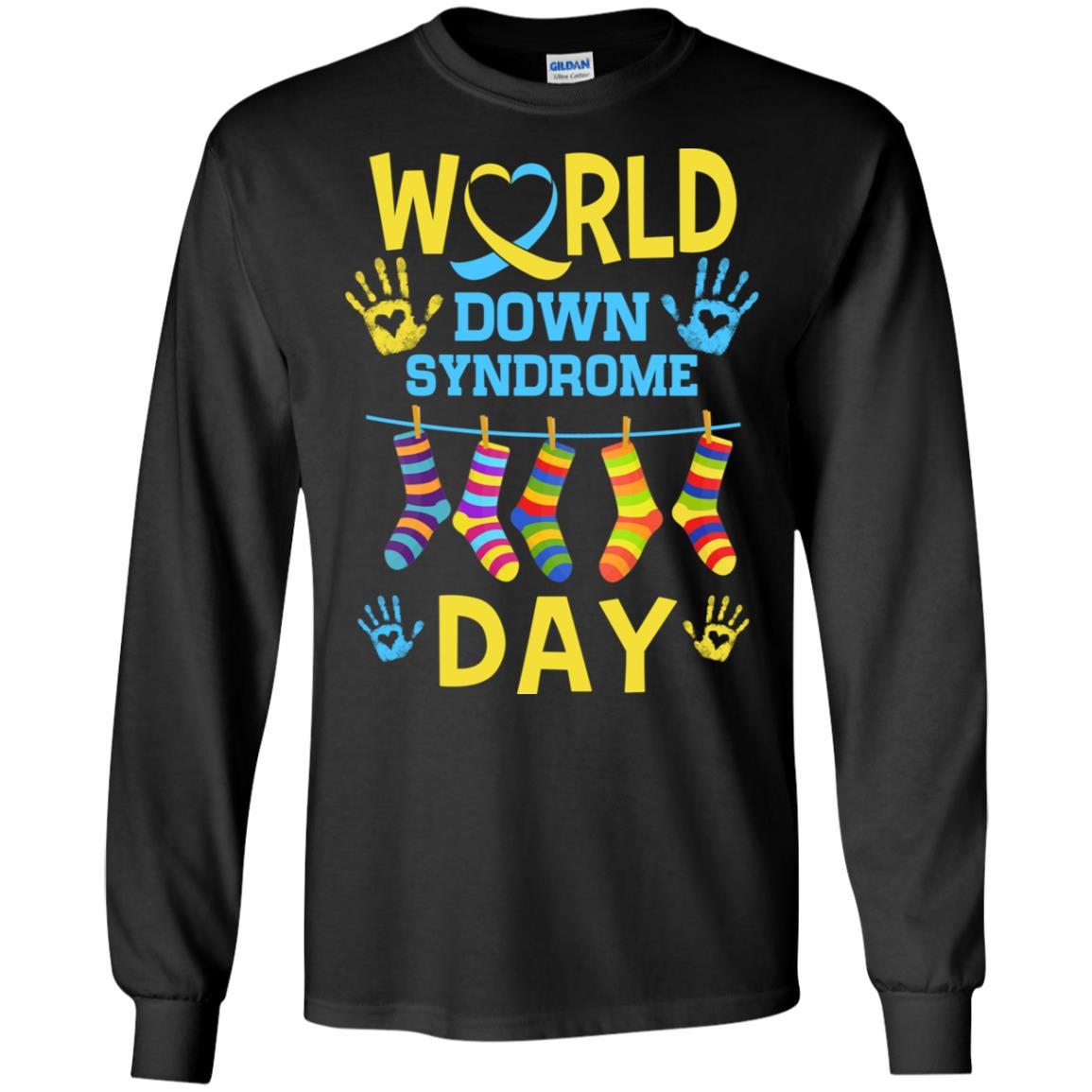 World Down Syndrome Day Gifts Dad Mom Kids Socks-T-Shirt & Hoodie-Long Sleeve T-Shirt-Black