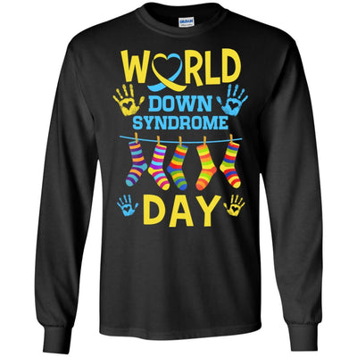 World Down Syndrome Day Gifts Dad Mom Kids Socks-T-Shirt & Hoodie-Long Sleeve T-Shirt-Black