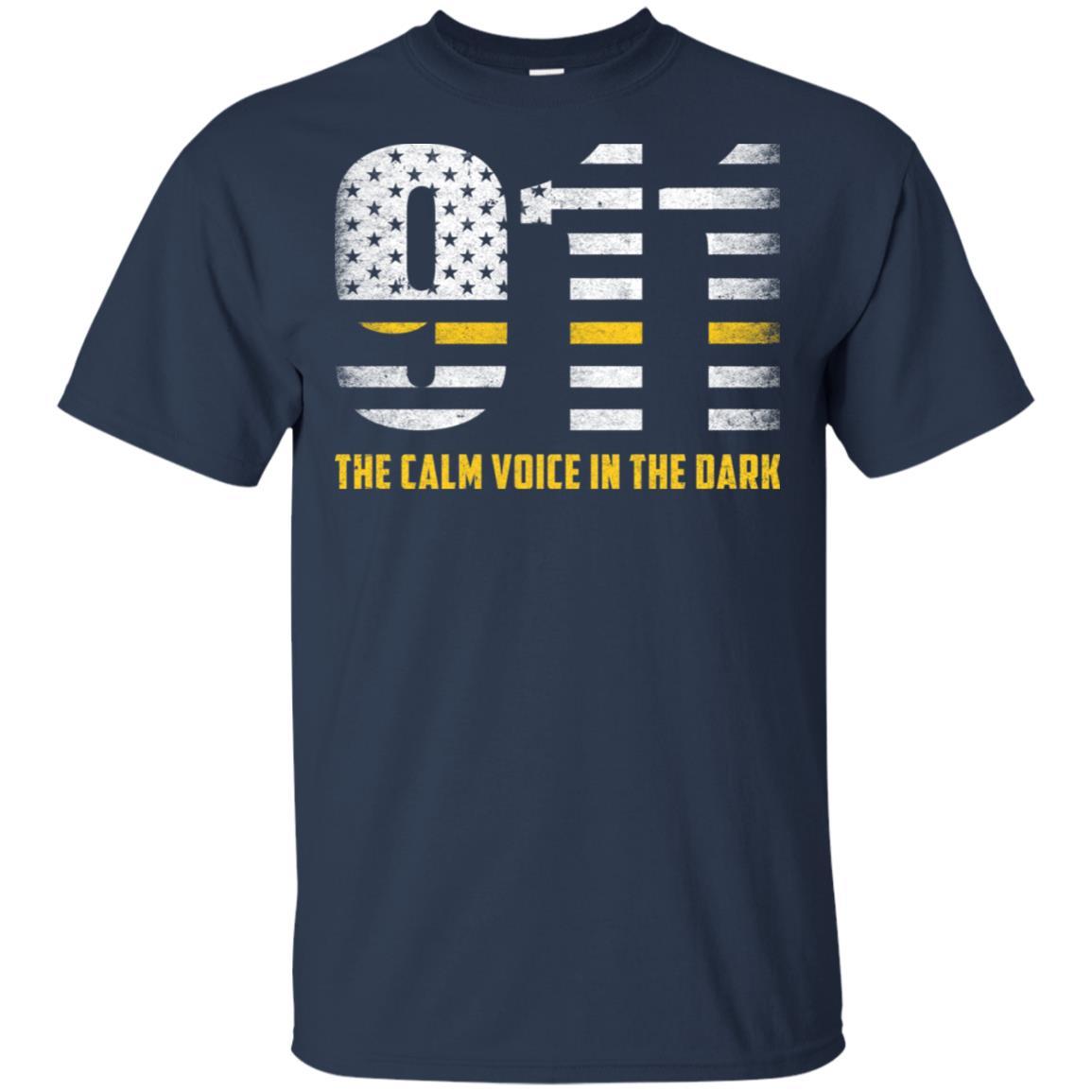 Dispatcher Thin Gold Line 911 American USA Flag-T-Shirt & Hoodie-Classic T-Shirt-Navy
