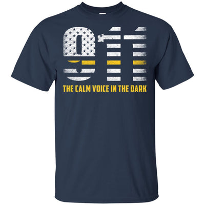 Dispatcher Thin Gold Line 911 American USA Flag-T-Shirt & Hoodie-Classic T-Shirt-Navy