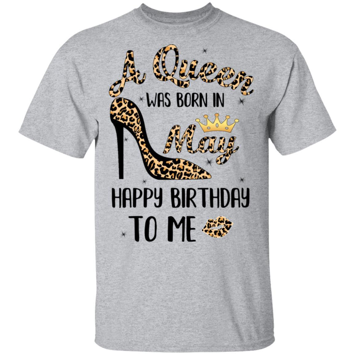 Born In May Girl Leopard High Heels Birthday Women Gift-T-Shirt & Tank Top-Classic T-Shirt-Sport Grey