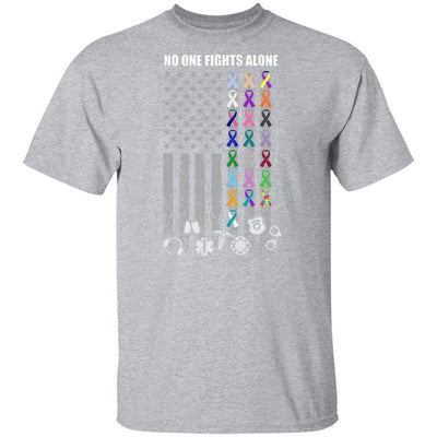 No One Fights Alone Cancer Awareness-T-Shirt & Hoodie-Classic T-Shirt-Sport Grey