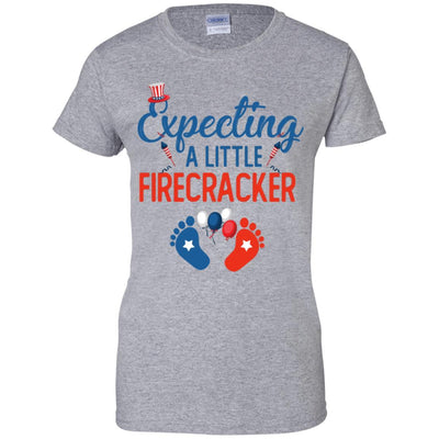 4Th Of July Pregnancy Announcement Baby Firecracker-T-Shirt & Tank Top-Women's T-Shirt-Sport Grey