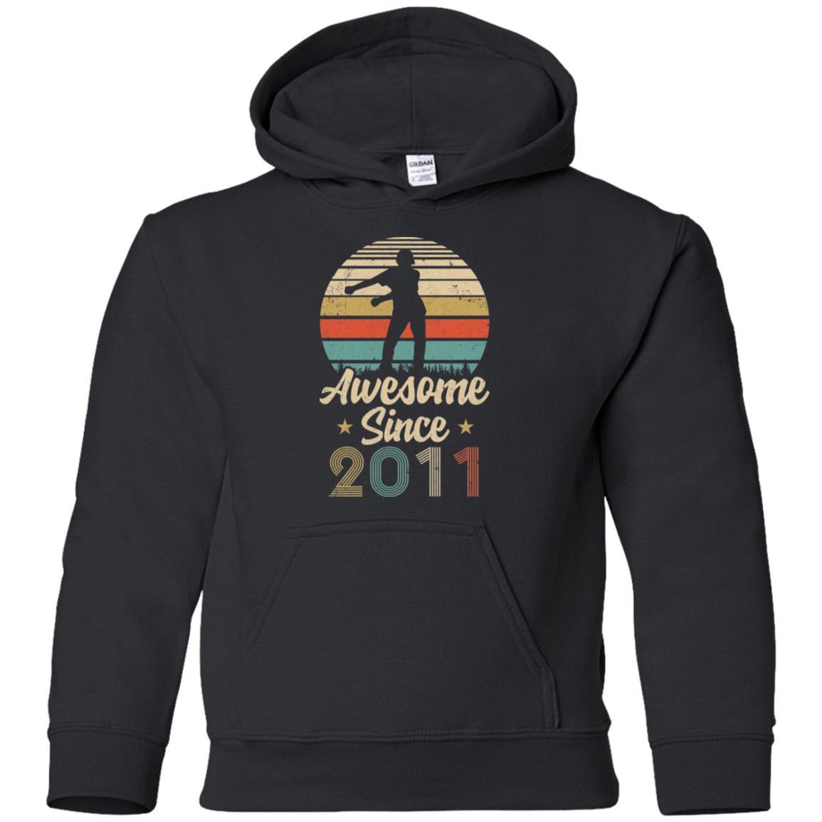 Vintage Flossing Awesome Since 2011 10th Birthday Gift Youth-Youth Shirt-Youth Pullover Hoodie-Black