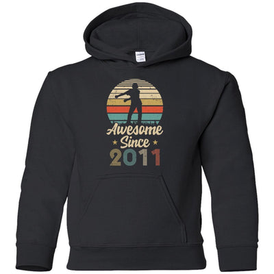 Vintage Flossing Awesome Since 2011 10th Birthday Gift Youth-Youth Shirt-Youth Pullover Hoodie-Black