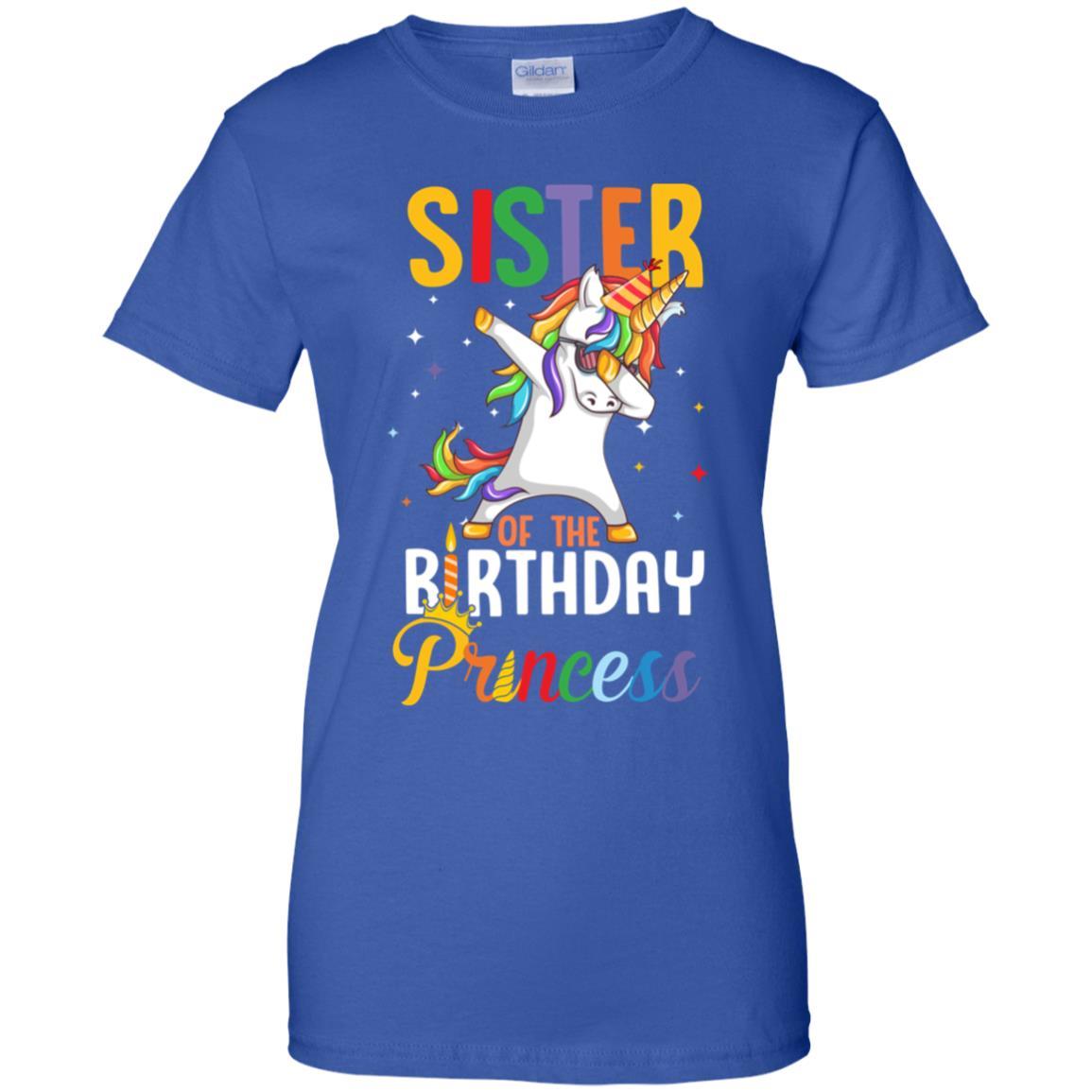 Sister Of The Birthday Girl Dabbing Unicorn Party-T-Shirt & Hoodie-Women's T-Shirt-Royal