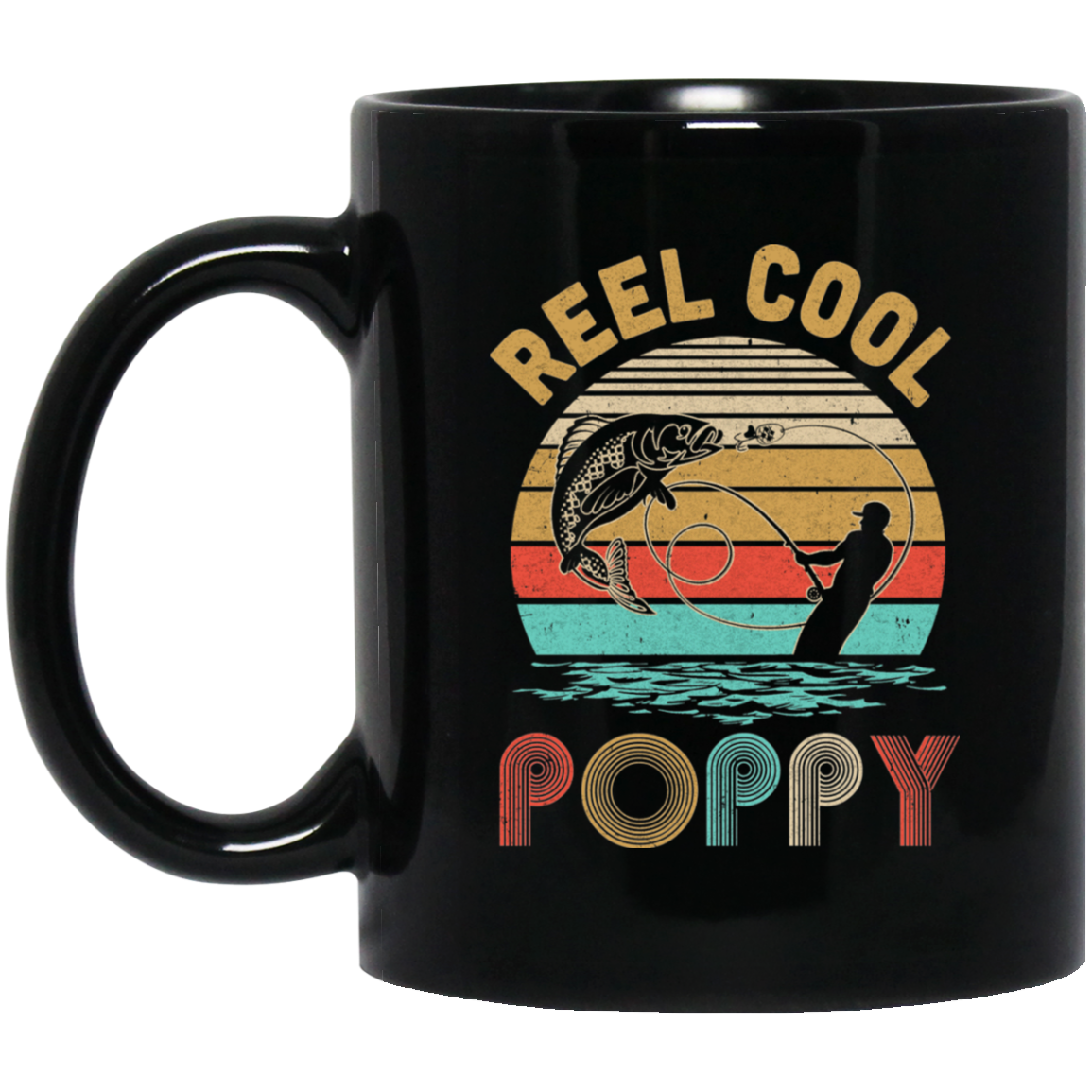 Vintage Reel Cool Poppy Fish Fishing Father's Day Gift Mug