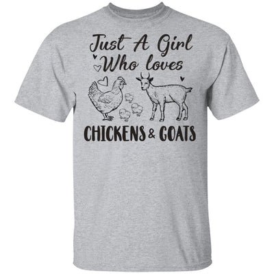 Just A Girl Who Loves Chickens And Goats Farmer Girls Gift-T-Shirt & Hoodie-Classic T-Shirt-Sport Grey