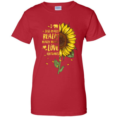 I Just Really Really Love Elephants Sunflower-T-Shirt & Tank Top-Women's T-Shirt-Red