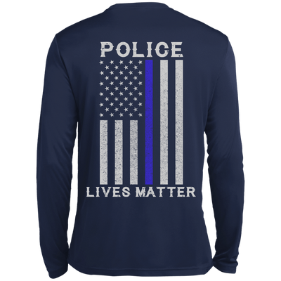 Police Lives Matter Thin Blue Line-T-Shirt & Hoodie-Long Sleeve T-Shirt-Navy
