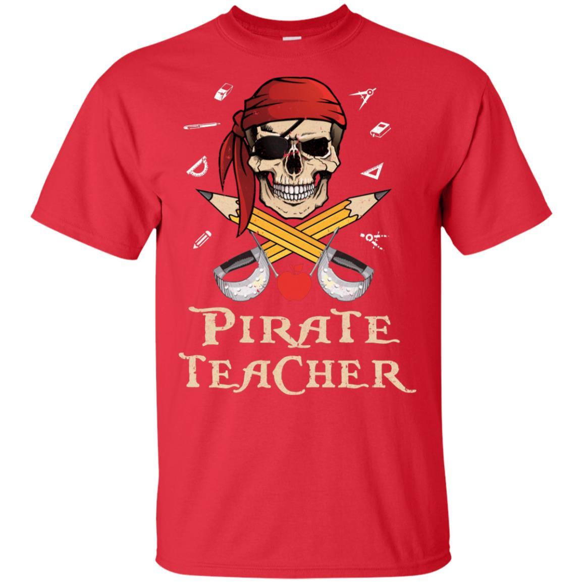Funny Pirate Teacher Halloween Skull Adult Gift-T-Shirt & Hoodie-Classic T-Shirt-Red