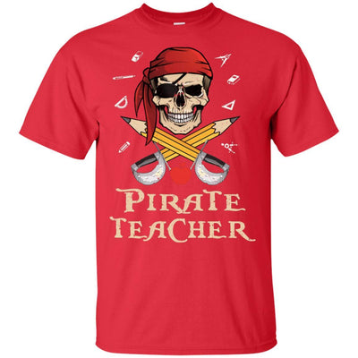 Funny Pirate Teacher Halloween Skull Adult Gift-T-Shirt & Hoodie-Classic T-Shirt-Red