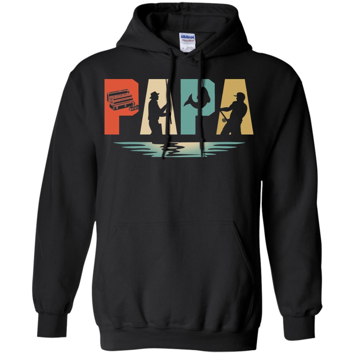 Vintage Fishing Papa Father's Day Gift-T-Shirt & Hoodie-Pullover Hoodie-Black