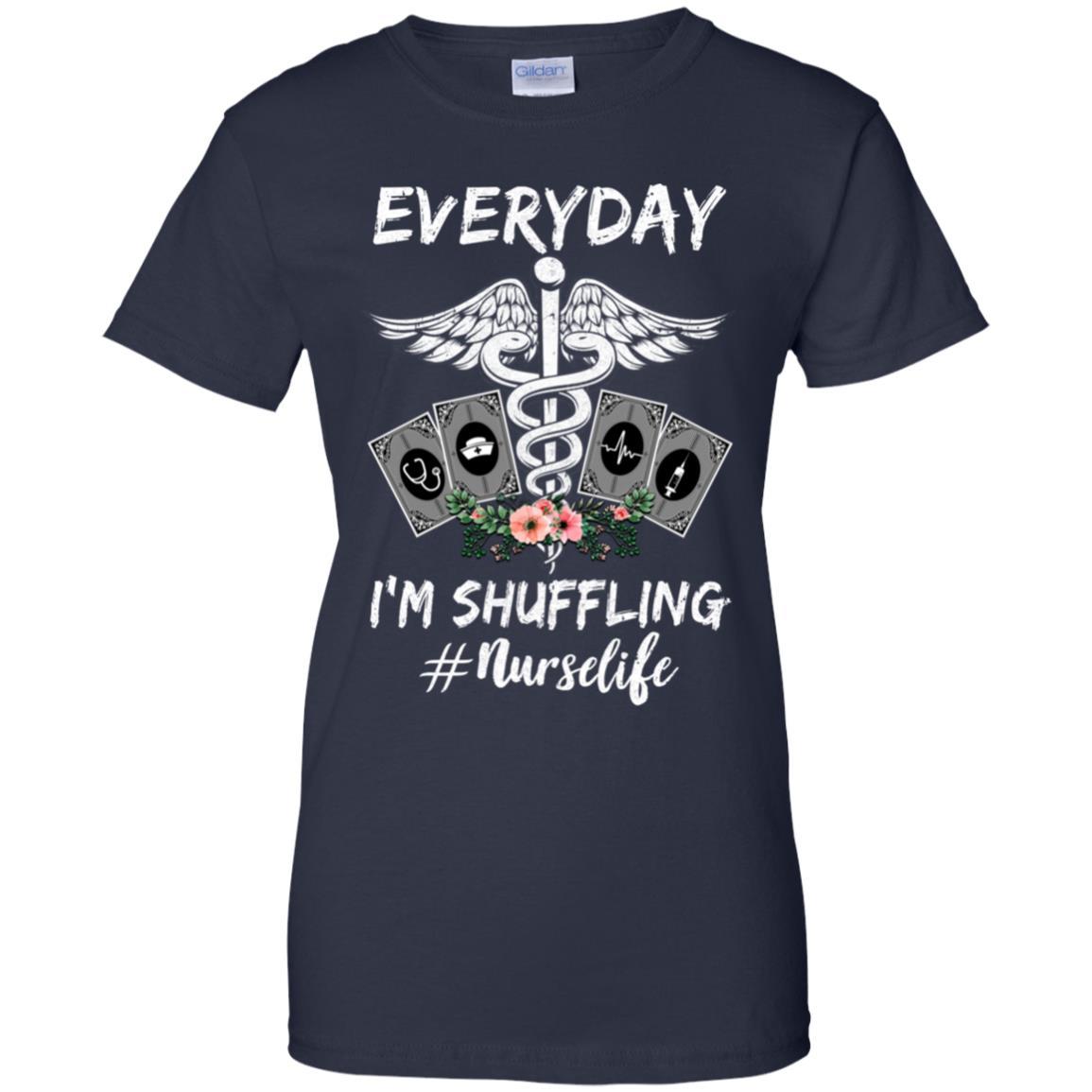 Everyday I'm Shuffling Funny Nurse-T-Shirt & Tank Top-Women's T-Shirt-Navy