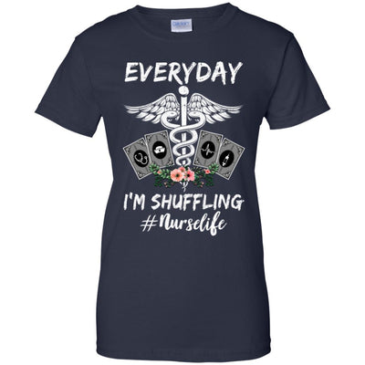 Everyday I'm Shuffling Funny Nurse-T-Shirt & Tank Top-Women's T-Shirt-Navy