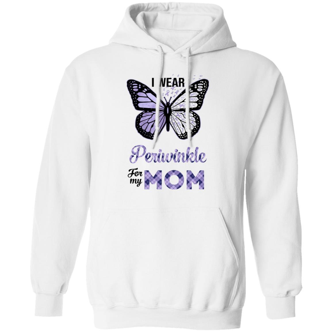 I Wear Periwinkle For My Mom Butterfly Stomach Cancer-T-Shirt & Hoodie-Pullover Hoodie-White