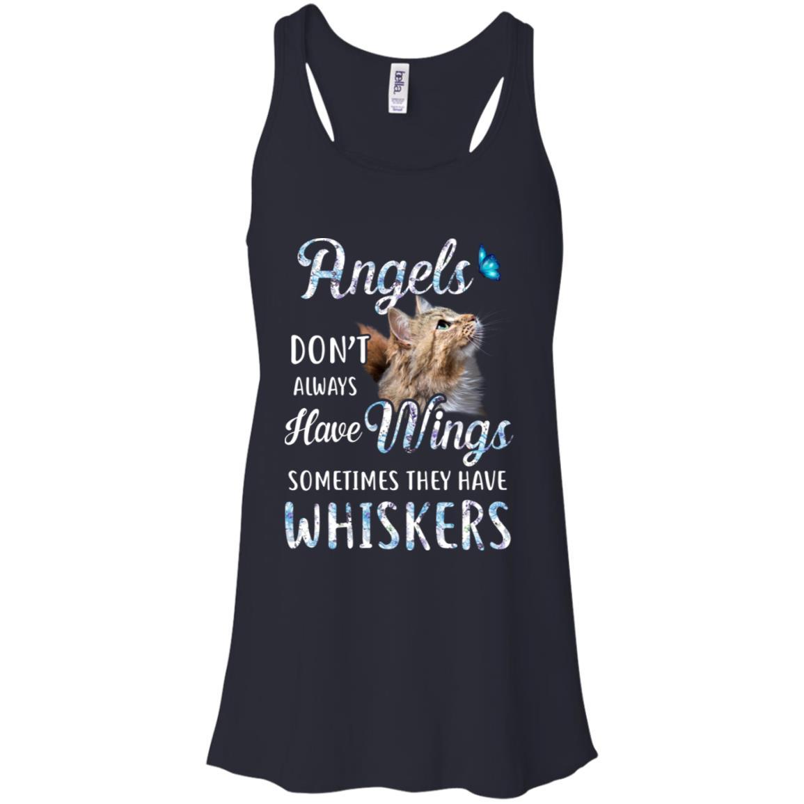 Angels Don't Always Have Wings Sometimes They Have Whiskers-T-Shirt & Tank Top-Women's Flowy Racerback Tank-Midnight