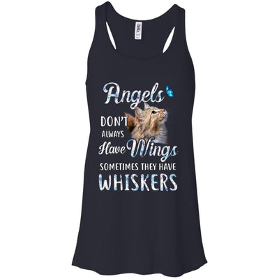 Angels Don't Always Have Wings Sometimes They Have Whiskers-T-Shirt & Tank Top-Women's Flowy Racerback Tank-Midnight