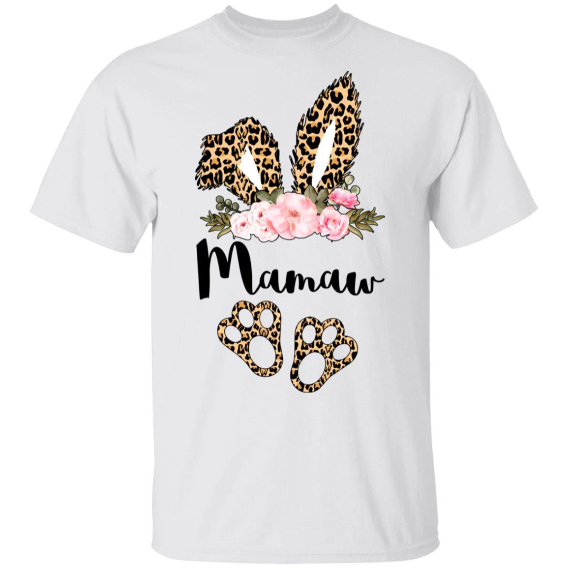 Flower Leopard Bunny Mamaw Easter Day Women Gifts-T-Shirt & Hoodie-Classic T-Shirt-White