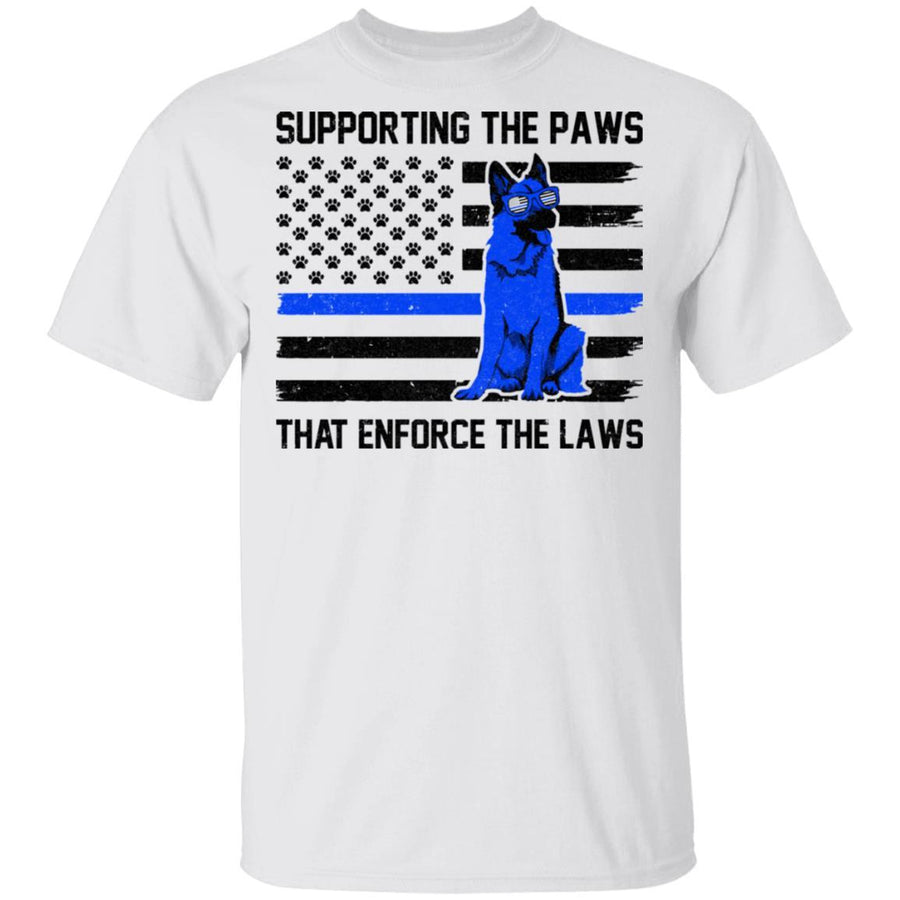 Supporting The Paws That Enforce The Laws Police Paw Dog-T-Shirt & Hoodie-Classic T-Shirt-White