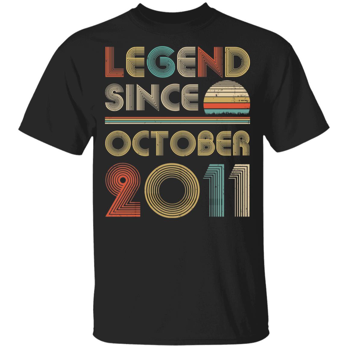 Legend Since October 2011 Vintage 10th Birthday Gifts Youth-Youth Shirt-Youth T-Shirt-Black