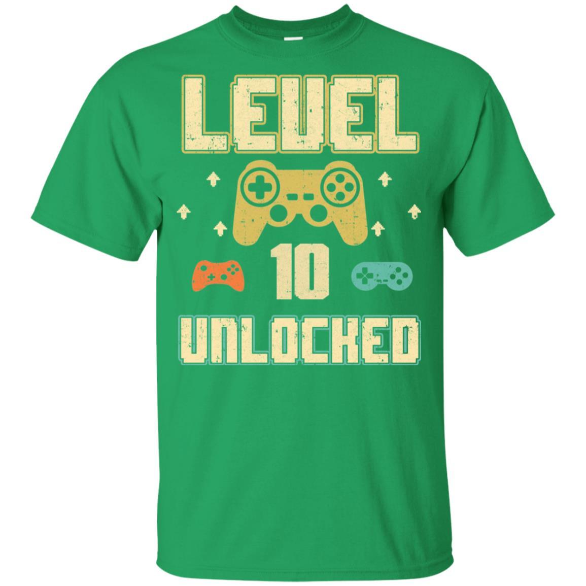 Level 10 Unlocked Video Gamer 10th Birthday Gift Youth-Youth Shirt-Youth T-Shirt-Irish Green