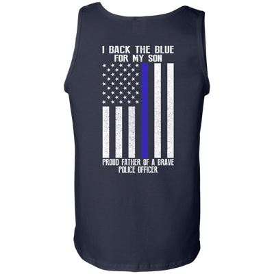 I Back The Blue for My Son Police Thin Blue Line For Dad-T-Shirt & Hoodie-Unisex Tank-Navy