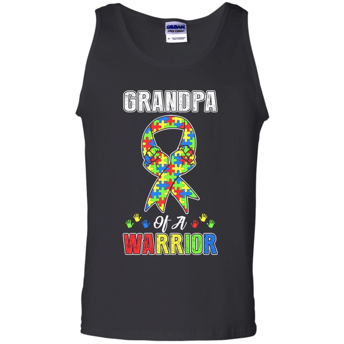 Grandpa Of A Warrior Support Autism Awareness Gift-T-Shirt & Hoodie-Unisex Tank-Black