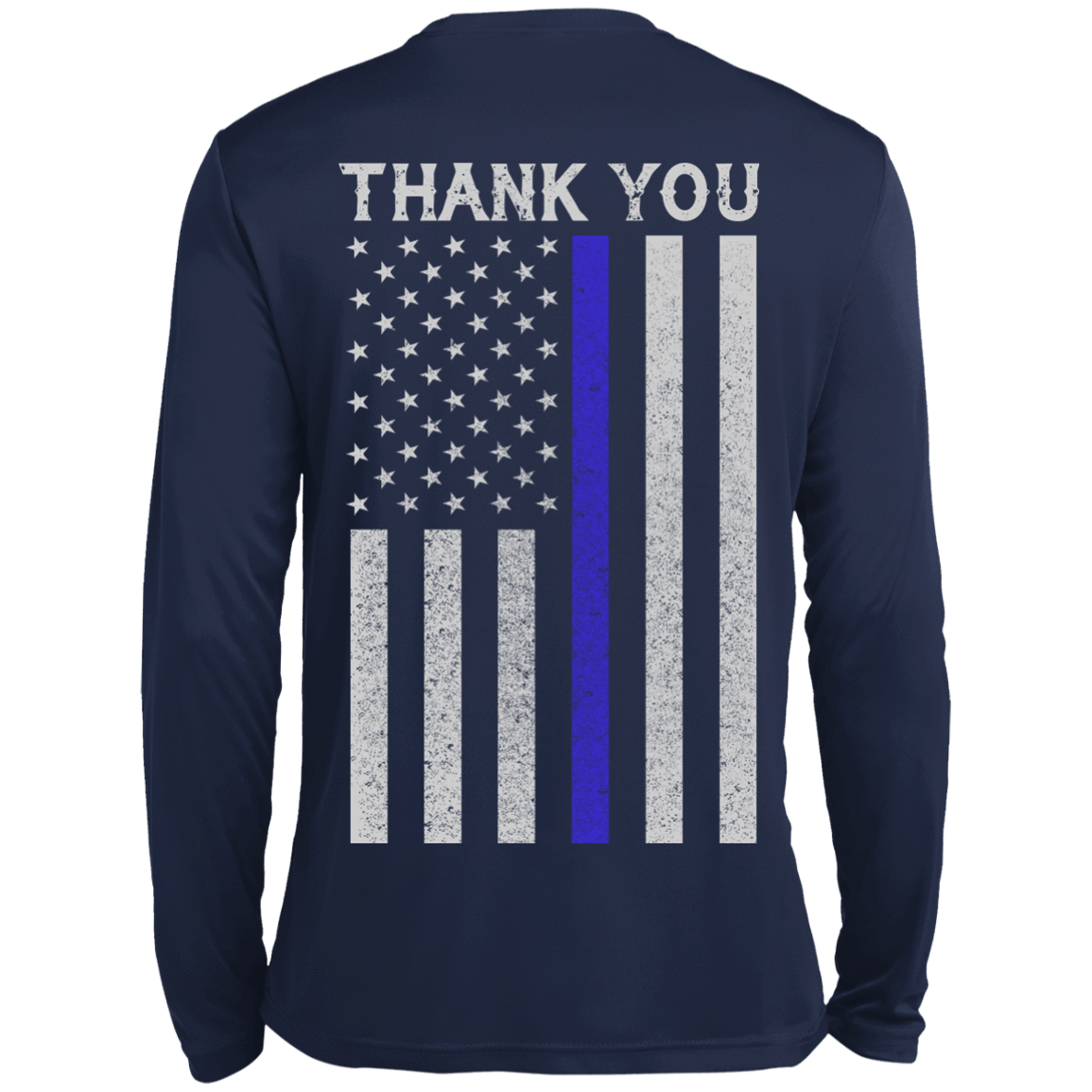 Police Thin Blue Line-T-Shirt & Hoodie-Long Sleeve T-Shirt-Navy