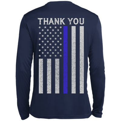 Police Thin Blue Line-T-Shirt & Hoodie-Long Sleeve T-Shirt-Navy