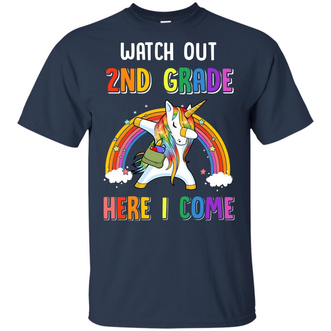 2nd Grade Here I Come Unicorn Back To School Youth-Youth Shirt-Youth T-Shirt-Navy