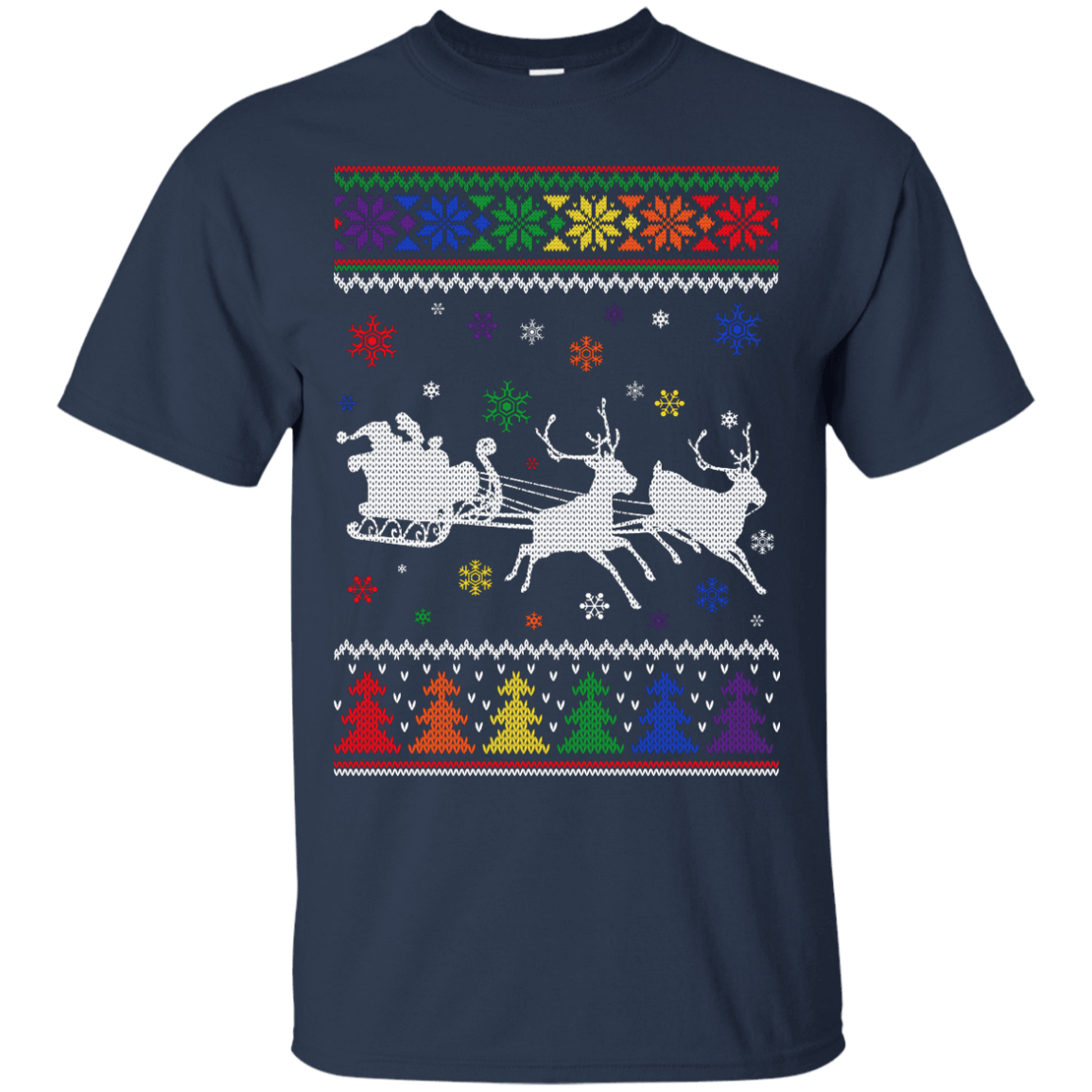 Rainbow Christmas Through The Snow Together-T-Shirt & Hoodie-Classic T-Shirt-Navy