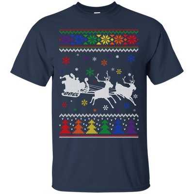 Rainbow Christmas Through The Snow Together-T-Shirt & Hoodie-Classic T-Shirt-Navy